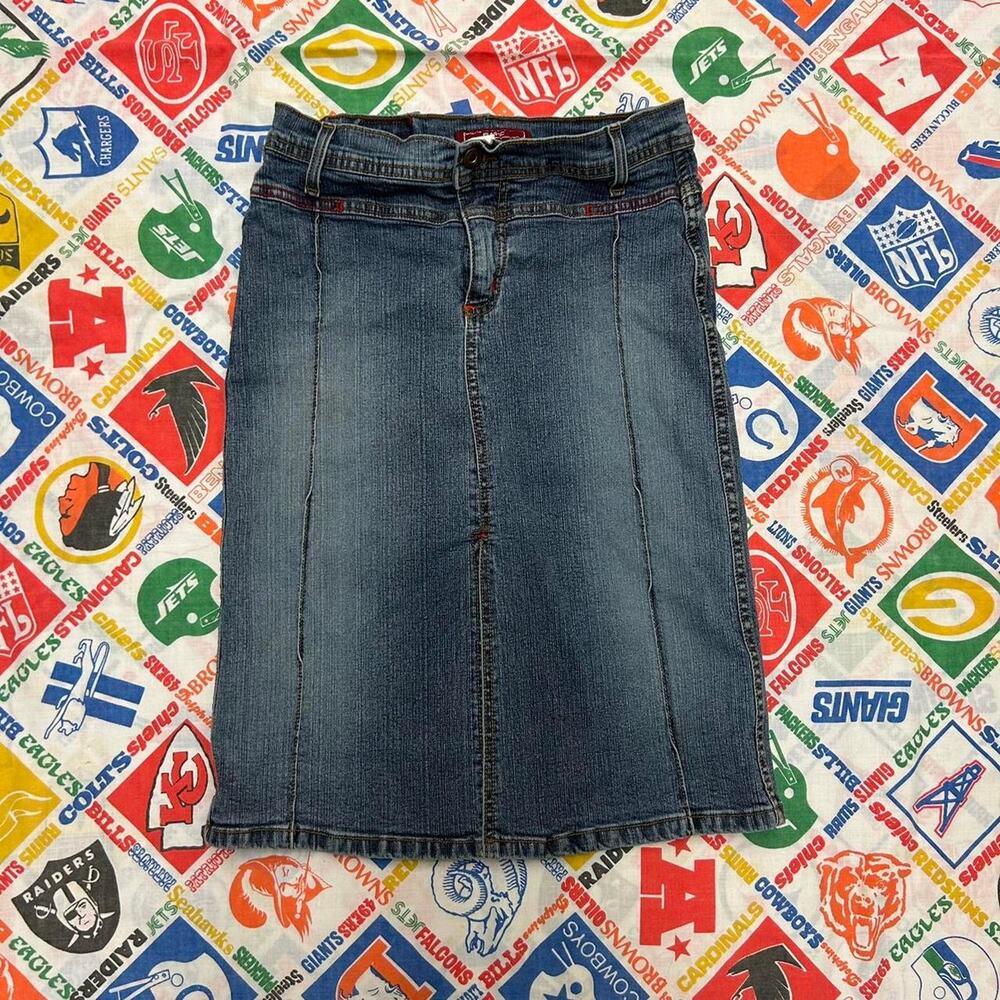 women's y2k plastic jean skirt size medium